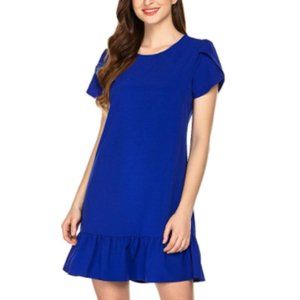 Verdusa Round Neck Petal Sleeve Ruffle Hem Tunic
